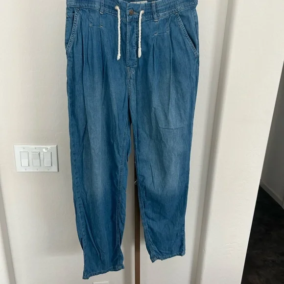 Free People Dakota Cinched Pull On Jeans We The Free Rope Tie Size M - Picture 3 of 6